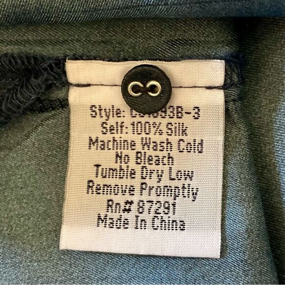 SOLD Johnny Was Malani 100% Silk Floral Print Long Kimono Tunic Navy Blue Size M - Picture 15 of 16